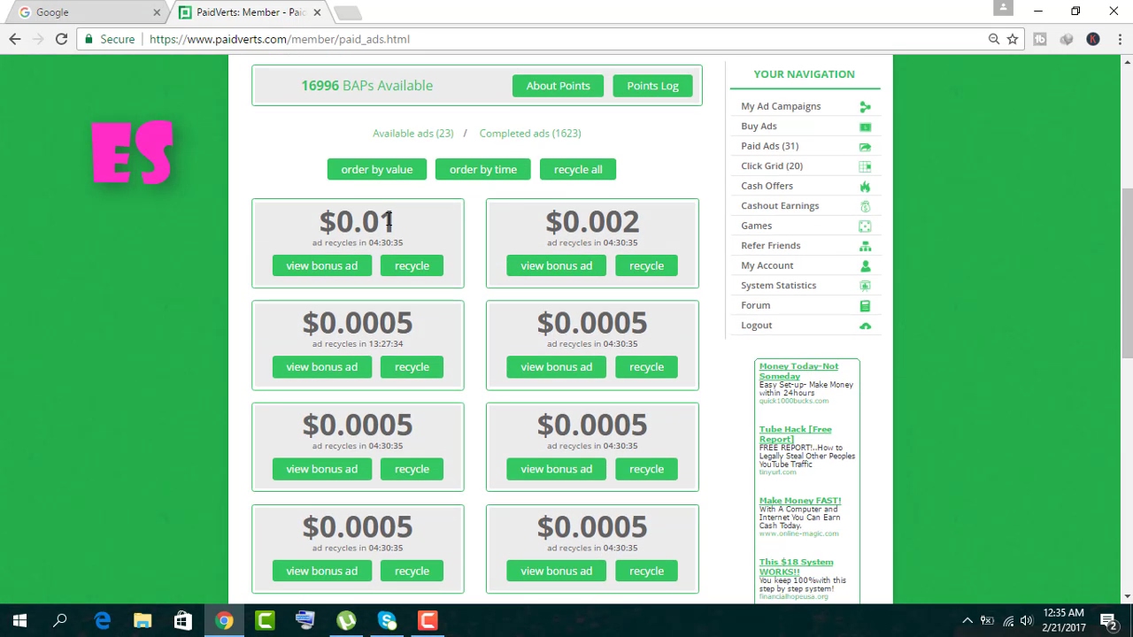 How to Unlimited Paidverts earn money free money online Every day $0 99393 Of $1 02016 in 2017