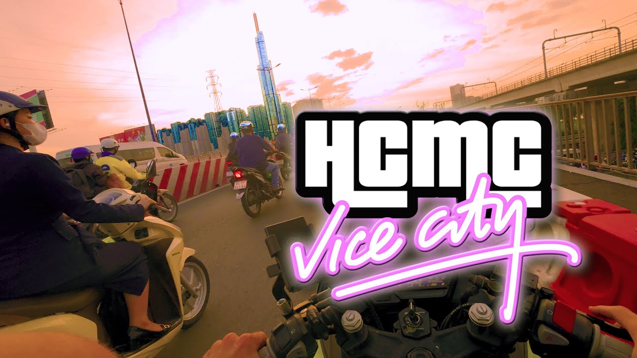 HCMC at Sunset Looks Like GTA Vice City - Raw motorbike POV