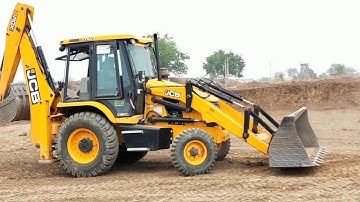 JCB Backhoe Loading Mud in Tractor - JCB Digging Home For Field Construction - Video JCB 3DX