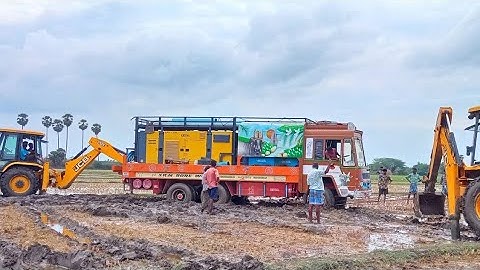 borewell lorry stuck in deep mud pulling two jcb machine | CTV