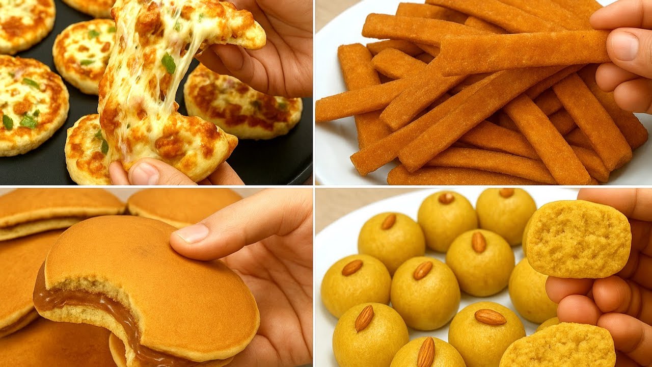 Quick Snacks & Dessert Recipes By Zaiqa Studio | Pancakes, Bread Pizza, Tomato Sticks & Laddu