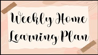 Weekly Home Learning Plan Week 1 - Grade 4