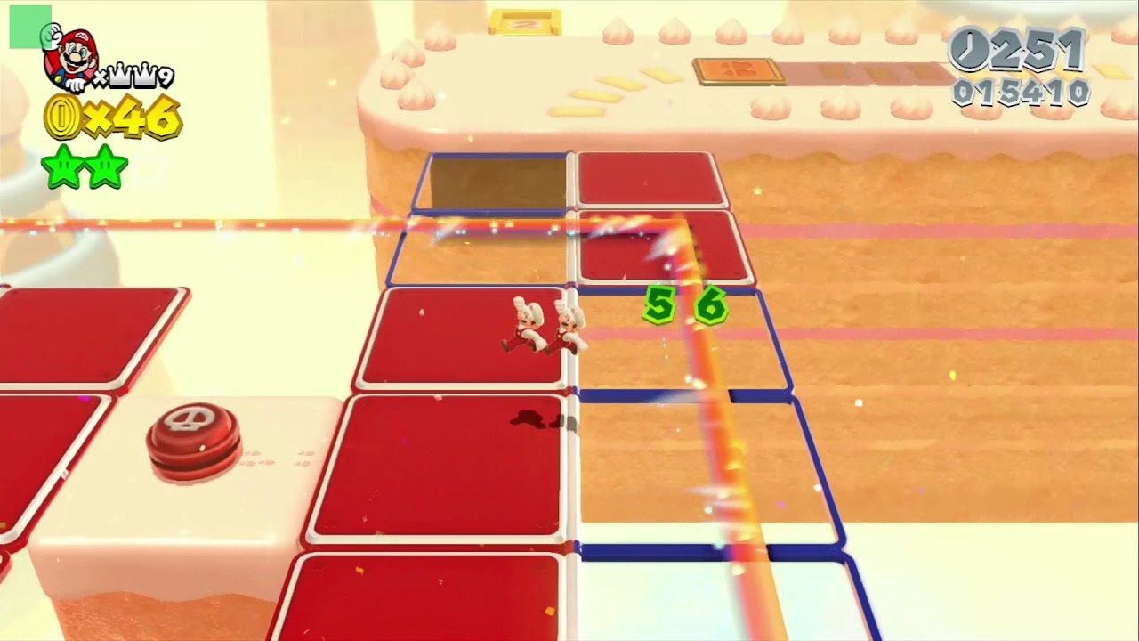 Super Mario 3D World - 5-6 Cakewalk Flip - Green Stars & Stamp 100
