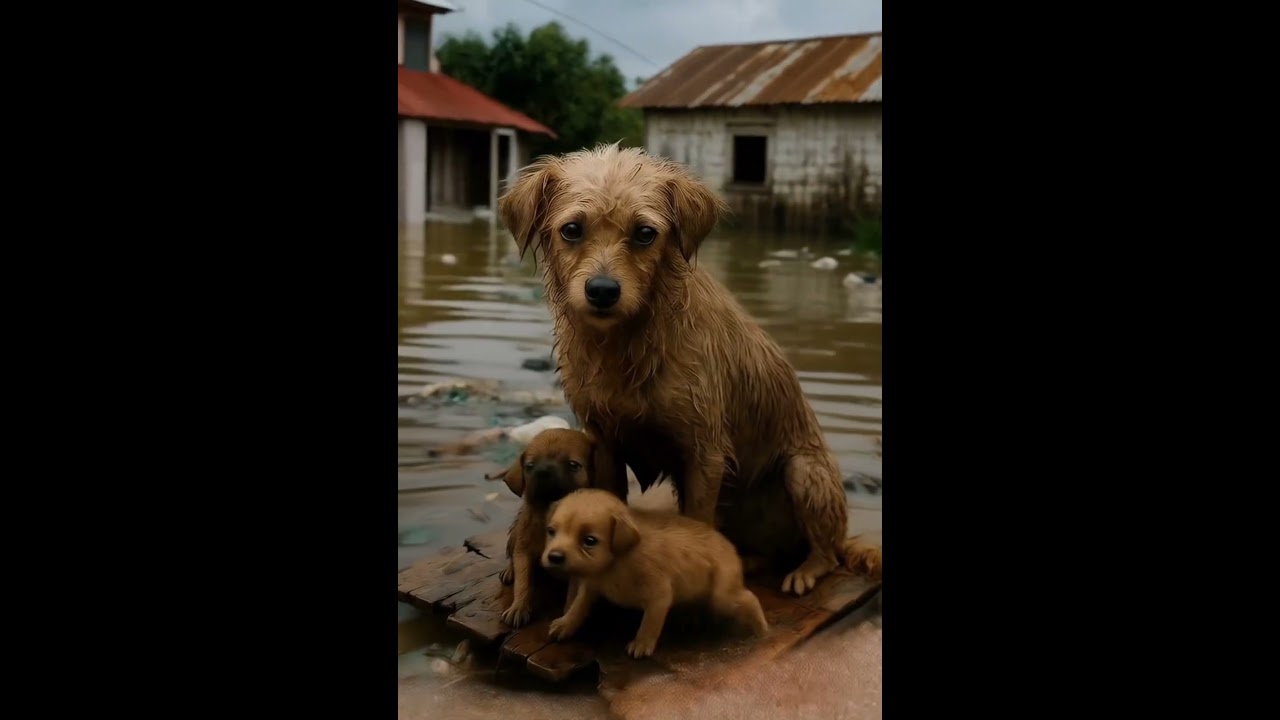 The poor dogs after the storm and flood :((( 