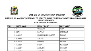 MAJINA YA WALIOCHAGULIWA SENSA 2022 MAJINA FAKE|TAZAMA ORODHA YA MAJINA YA SENSA 2022 WALIOPATA MAJINA YA WALIOCHAGULIWA SENSA 2022 MAJINA FAKE|TAZAMA ORODHA YA MAJINA YA SENSA 2022 WALIOPATA