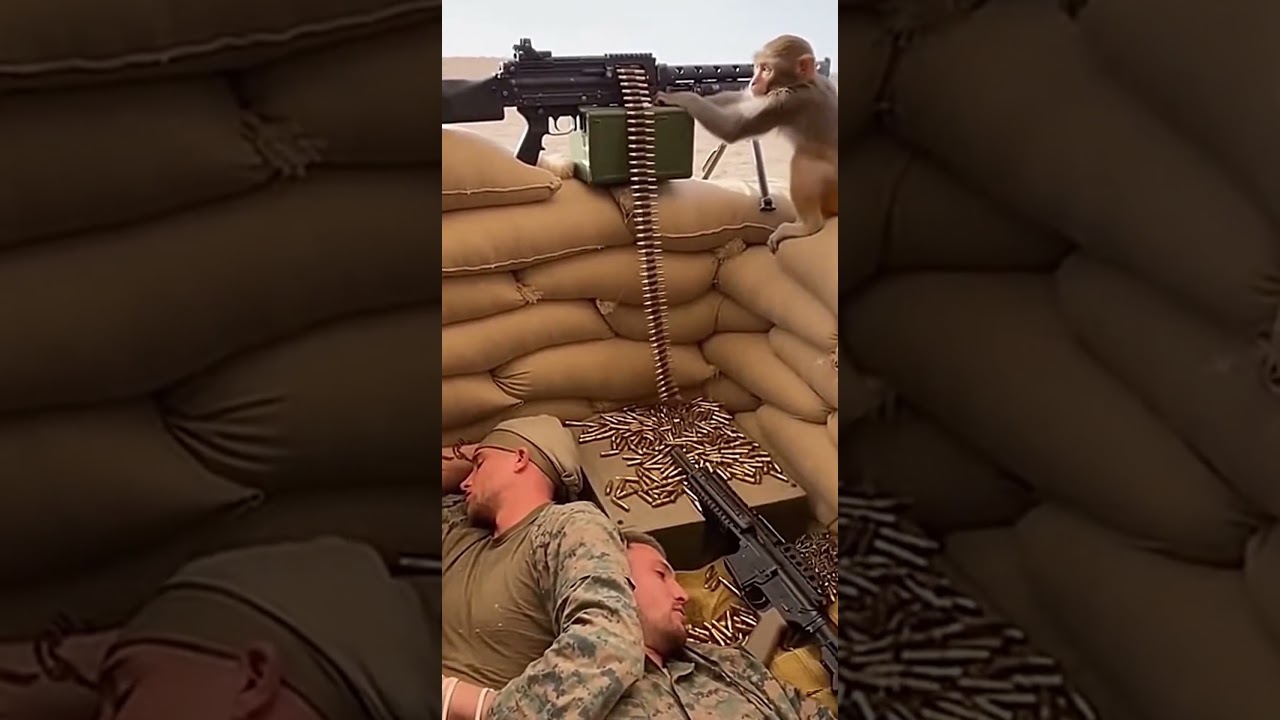 Monkey Holds the Trigger  and Turns the M249 Into a Runaway Gun
