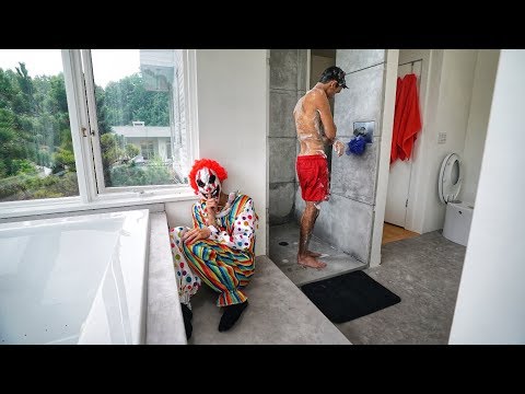 funny-clown-shower-prank-on-twin-brother!