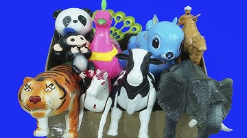 Mainan hewan bisa jalan dan nama suara binatang gajah, harimau, kuda, sapi - video edukasi anak