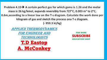 4.15 . Calculate the work done per kilogram of gas and sketch the process ona T-s diagram