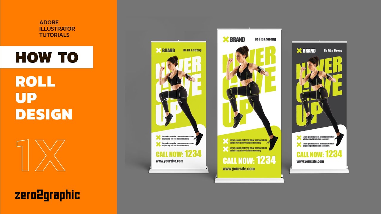 How to Create Roll-Up Design in Adobe Illustrator for Beginners | Print ...