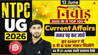 RRB NTPC Current Affairs 2026 | NTPC UG Current Affairs Top 100 MCQs | NTPC Current Affairs 2026