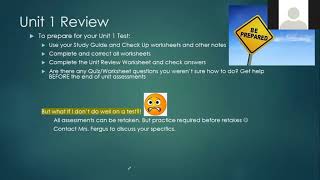 Unit 1 Review Assessment Prep