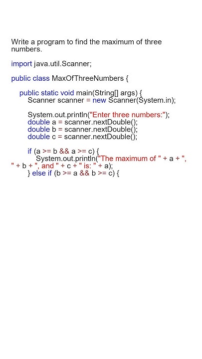 Find the Maximum of Three Numbers in Java - Beginner Programming ...
