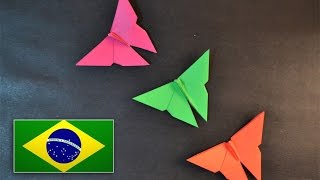 Origami: Borboleta Simples  Instruções em português PT BR