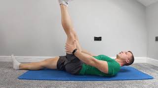 Lying Down Single Leg - hamstring stretch (voice on) TeamRAF