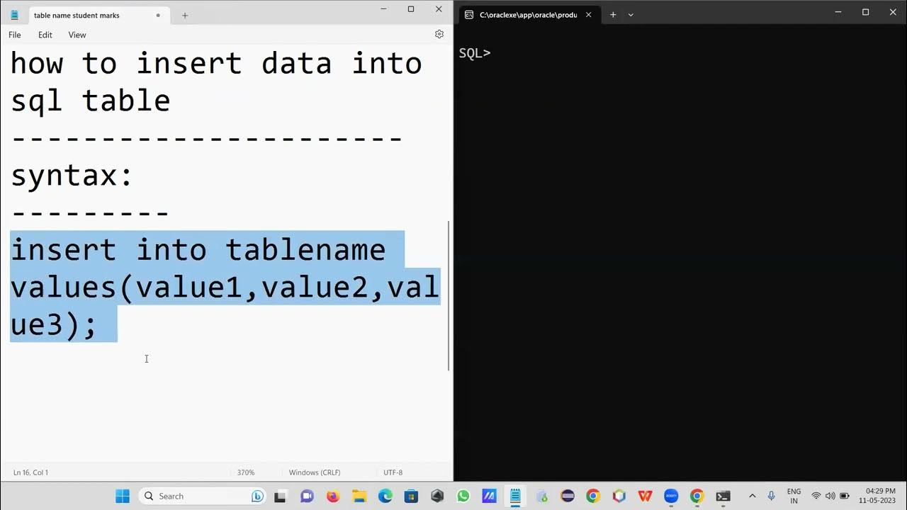 how to insert data into sql table - YouTube