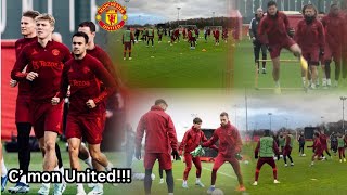 {video} Man United training today 🔥, ready for Bayern! Hojlund, Garnacho, Amrabat, Maguire, Bruno.