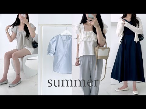 𝚜𝚞𝚖𝚖𝚎𝚛 𝚑𝚊𝚞𝚕 🫧 데일리 &amp;amp; 슬림해보이는 11가지 여름옷 하울 (팔뚝커버 <strong>민소매</strong>, -5kg스커트,여름블라우스,원피스) | jianssi