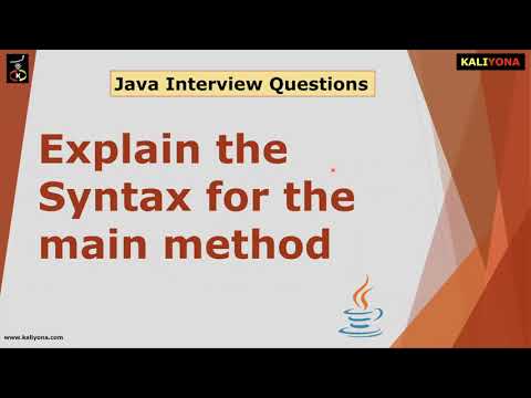 Explain the syntax for the main method | Java Interview Questions Series | Kaliyona | In Kannada