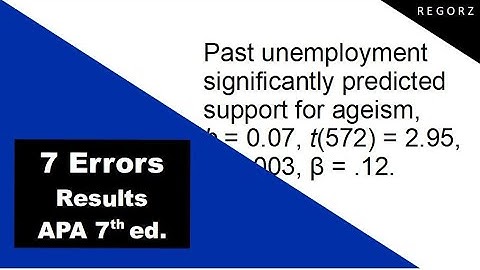 APA Reporting Statistical Results - 7 Common Errors [APA 7th edition]