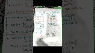 formulas of Trigonometry class 10th