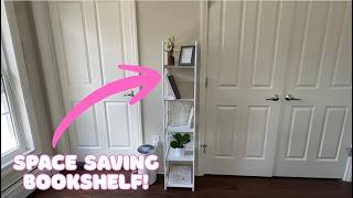 FIDUCIAL HOME 5 Tiers Narrow Bookshelf White Skinny Book Shelf Slim Thin Open Bookcase Small Spaces