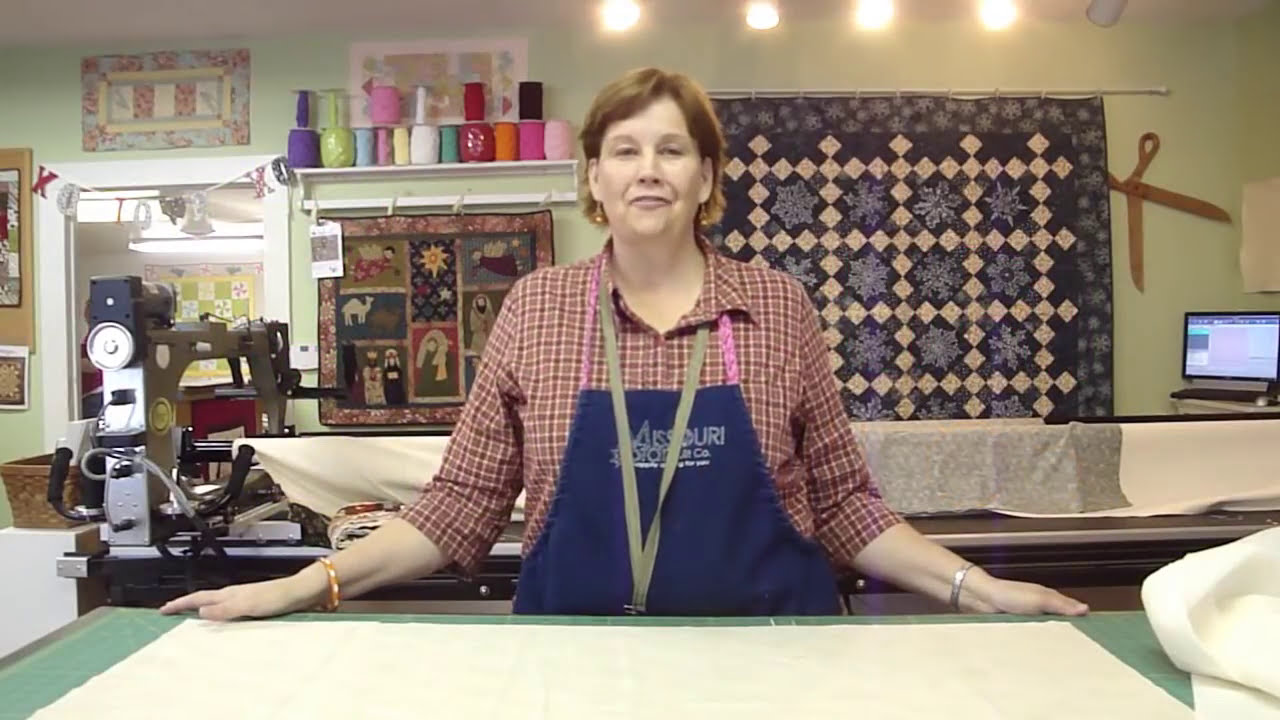 Jenny Doan demonstrating quilt as you go technique