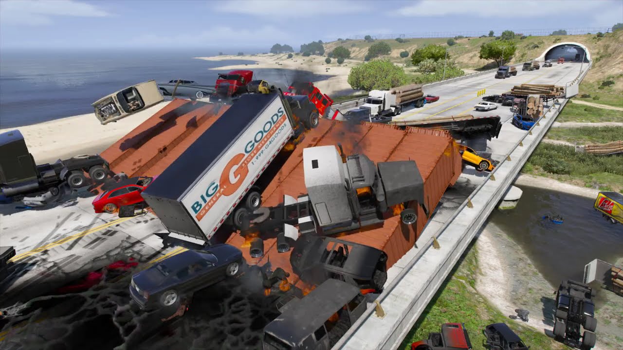 GTAV - What Happens if Double Giant Ramp on The Bridge | Part 17