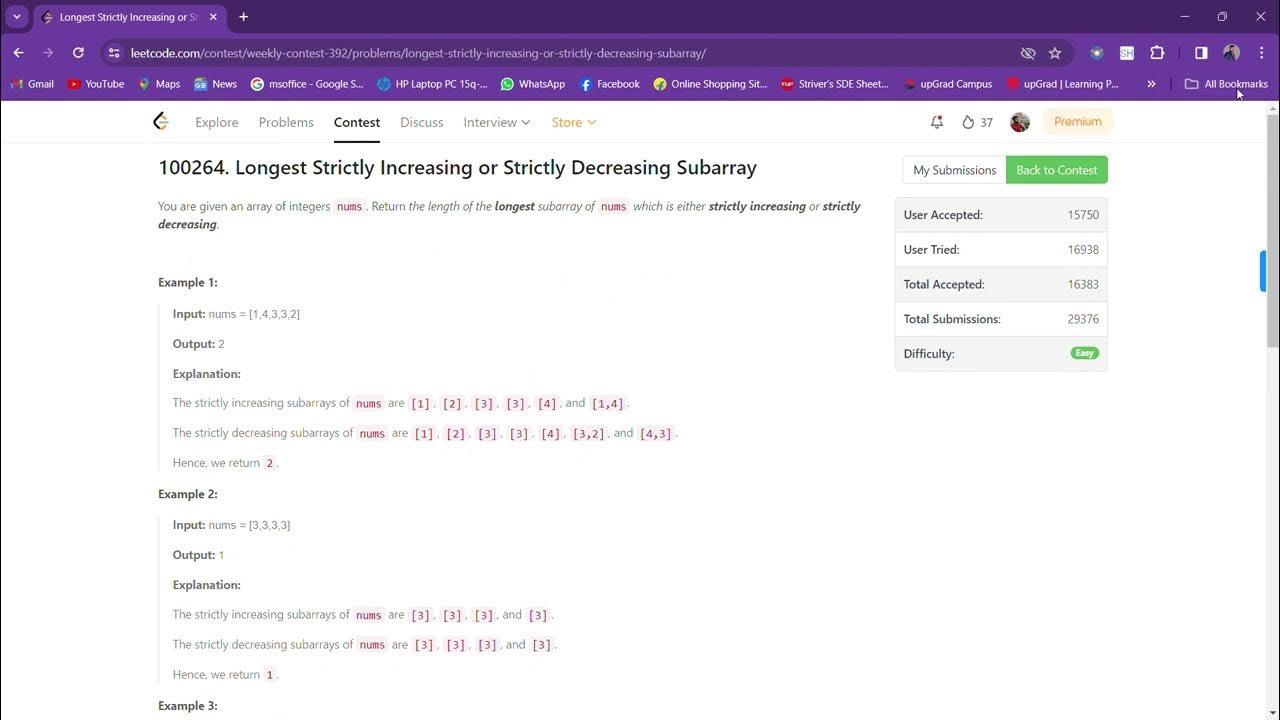 100264 Longest Strictly Increasing or Strictly Decreasing Subarray ... image.