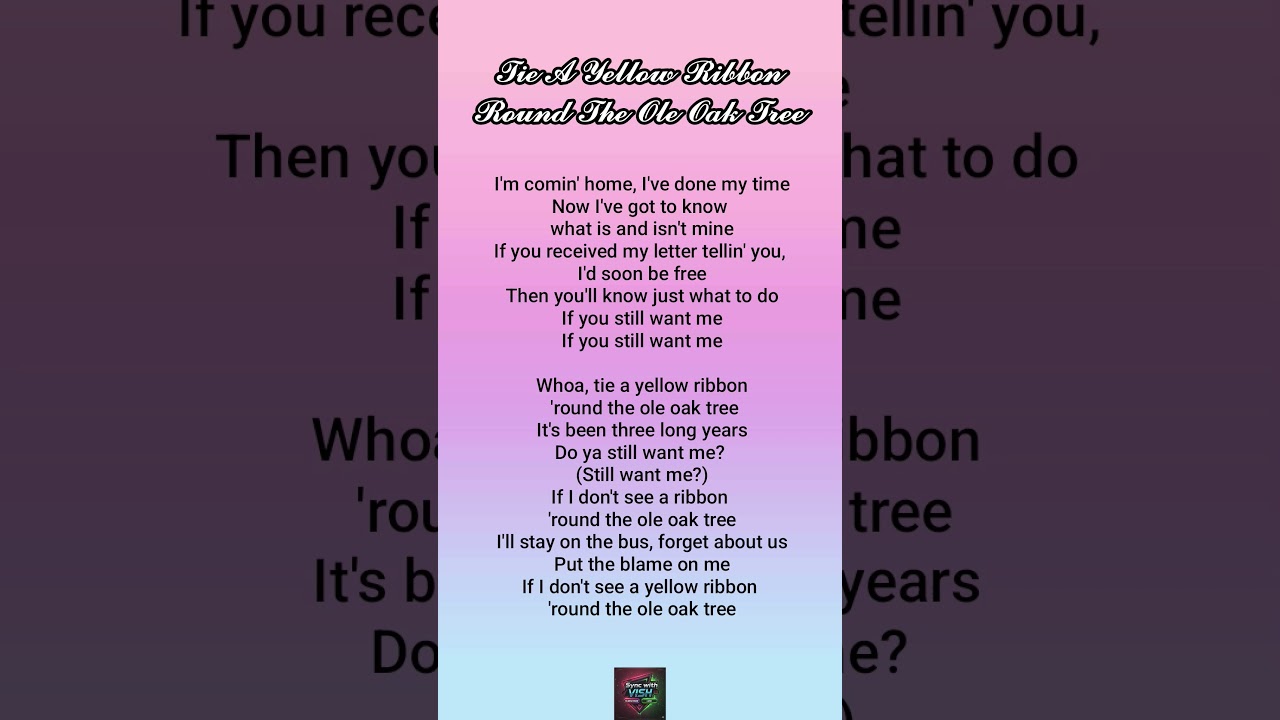 Tie a Yellow Ribbon Round the Ole Oak Tree Lyrics - Tony Orlando & Dawn @syncwithvish #shorts