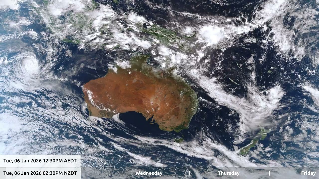 10 Jan 2026, 5 day weather timelapse Australia / New Zealand