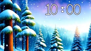 10 Minute Winter Countdown Timer With Animated Snow and Music ❄️🎶