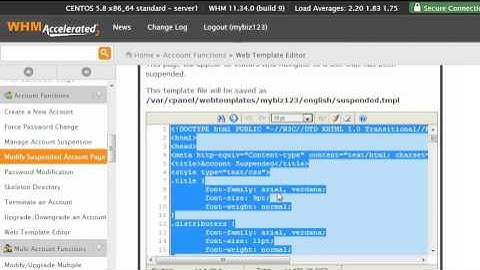 How to modify the suspended accounts page in WHM