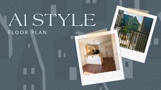 City Row | A1 Floor Plan | Studio 1 Bathroom | Apartment Shown 614-212