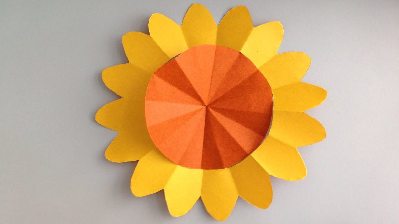 折り紙 ひまわりの花 簡単な切り方 Origami Sunflower Youtube