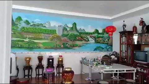 Vẽ tranh tường phong cảnh 3D tại quán ăn ở Tây Hồ, Hà Nội – Vẽ tranh nghệ thuật cực đẹp LH Zalo 0799