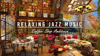 October Fall Morning with Sweet Jazz Instrumental Music in Bookstore Cafe Ambience for Work, Study