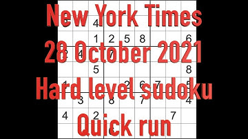 Sudoku solution New York Times 28 October 2021 Hard level