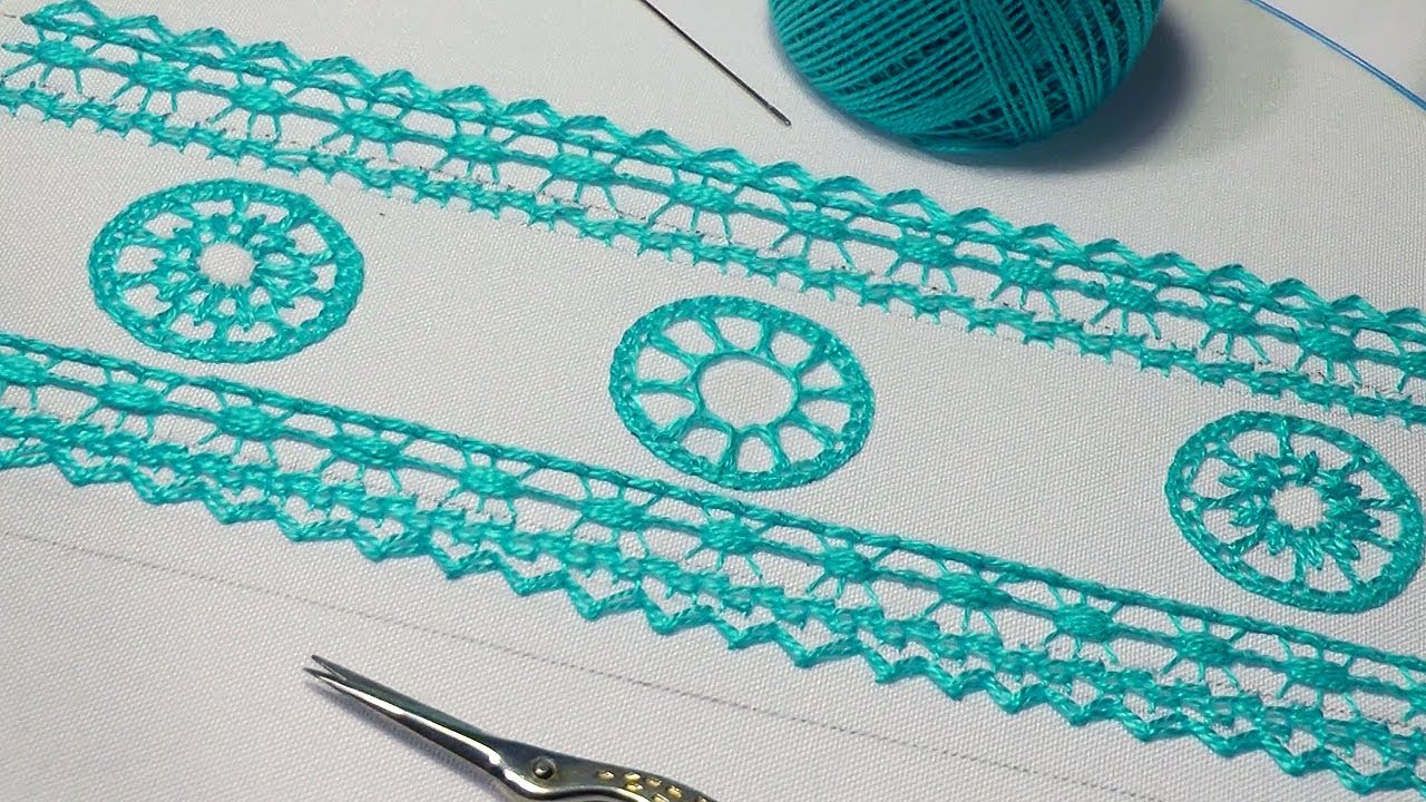 Румынское кружево на ткани * Ажурный Бордюр * новый дизайн #malina_gm