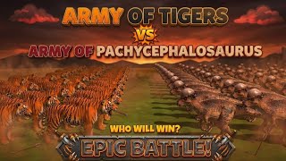 EPIC BATTLE! 50 TIGRER VS 50 PACHYCEPHALOSAURUS included T-REX & MORE! #dinosaurs #animalfight screenshot 1