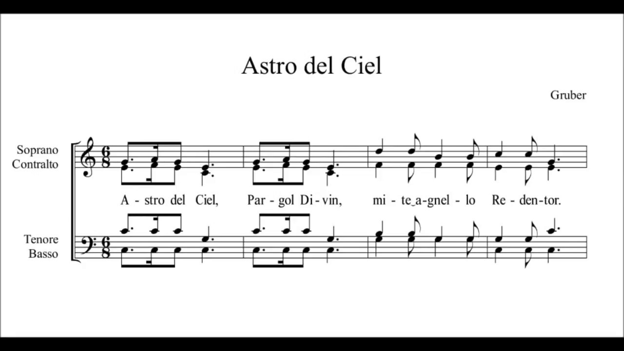 Astro del ciel, Gruber, tutti, soprano, contralto, tenore, basso
