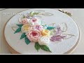 [프랑스자수] 장미꽃자수 - 캐스트온 스티치(바늘2개) rose embroidery - Cast on stitch( 2 needles)