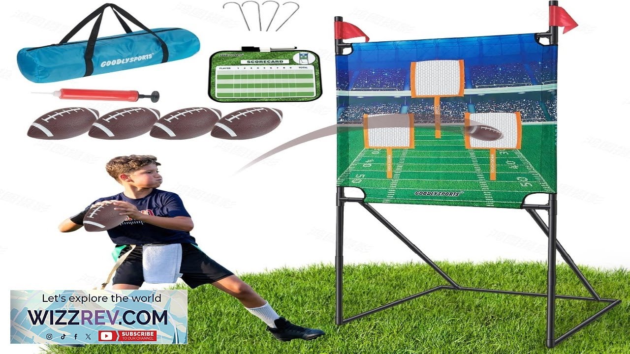 Football Toss Game with 4 Inflatable Balls + 66" Throwing Target