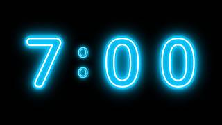7:00 Neon Timer | Glowing Blue Countdown | Silent, No Music