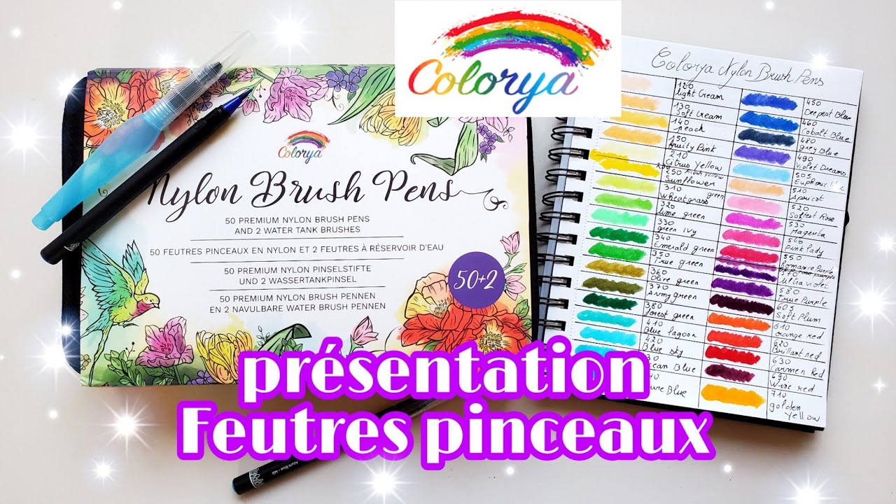 Présentation feutres nylon brush pens Colorya. coloriage pour