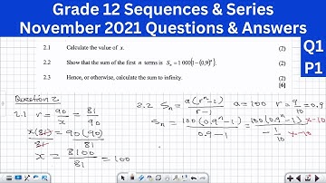 Grade 12 Sequences & Series November 2021 Past Exam Paper Memo [ Q2 P1 DBE ]