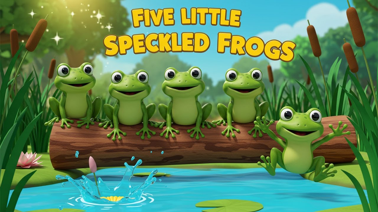 Five Little Speckled Frogs | 3D Nursery Rhyme for Kids | Fun Counting ...