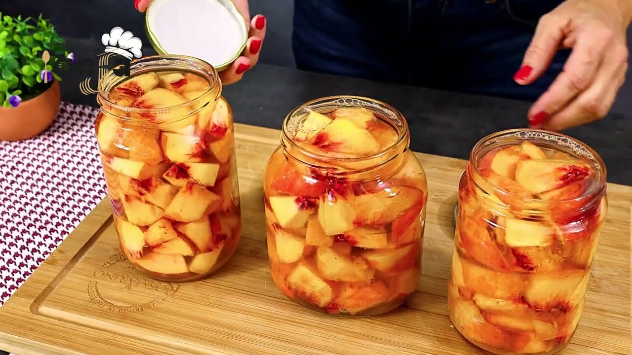 компот из персиков, ешьте персики и зимой, консервируйте их в банке бабушкин рецепт без консервантов