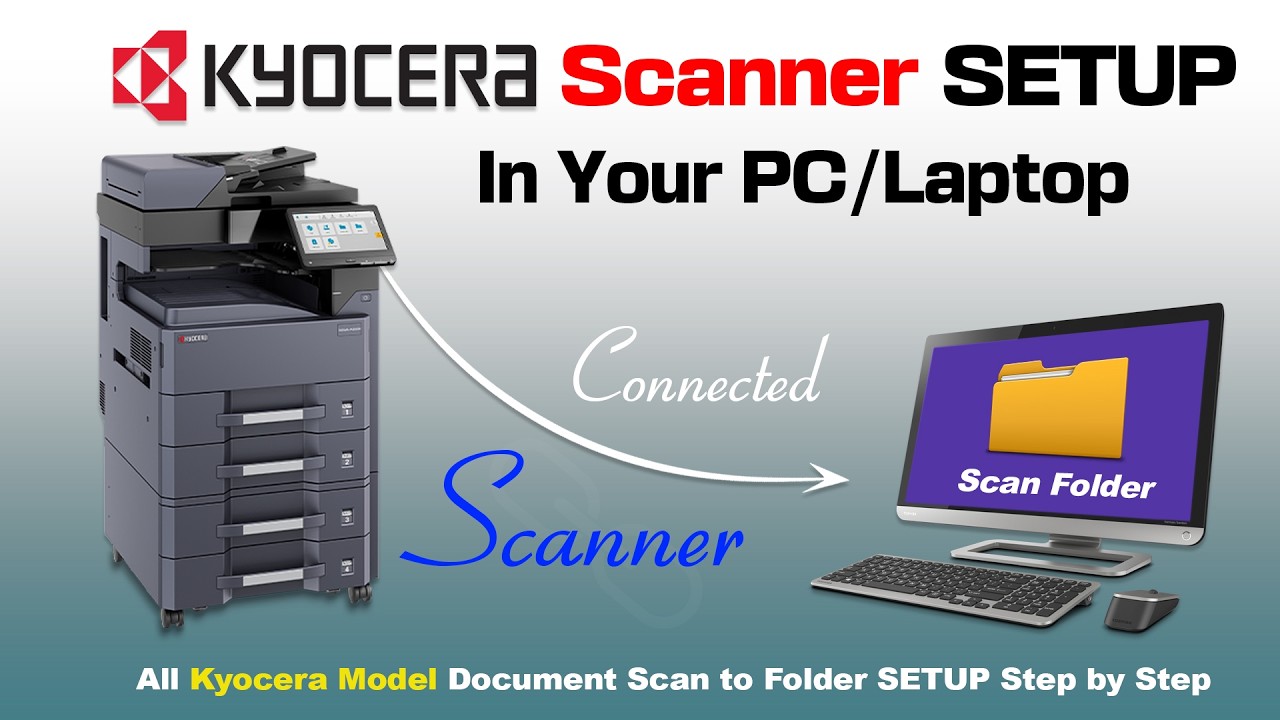 How to Scan Document kyocera Scanner setup folder || mz3200i All ...