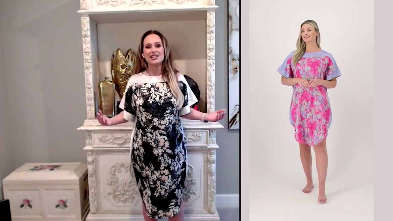 Breezies Lounge Floral Printed Caftan with Solid Trim on QVC